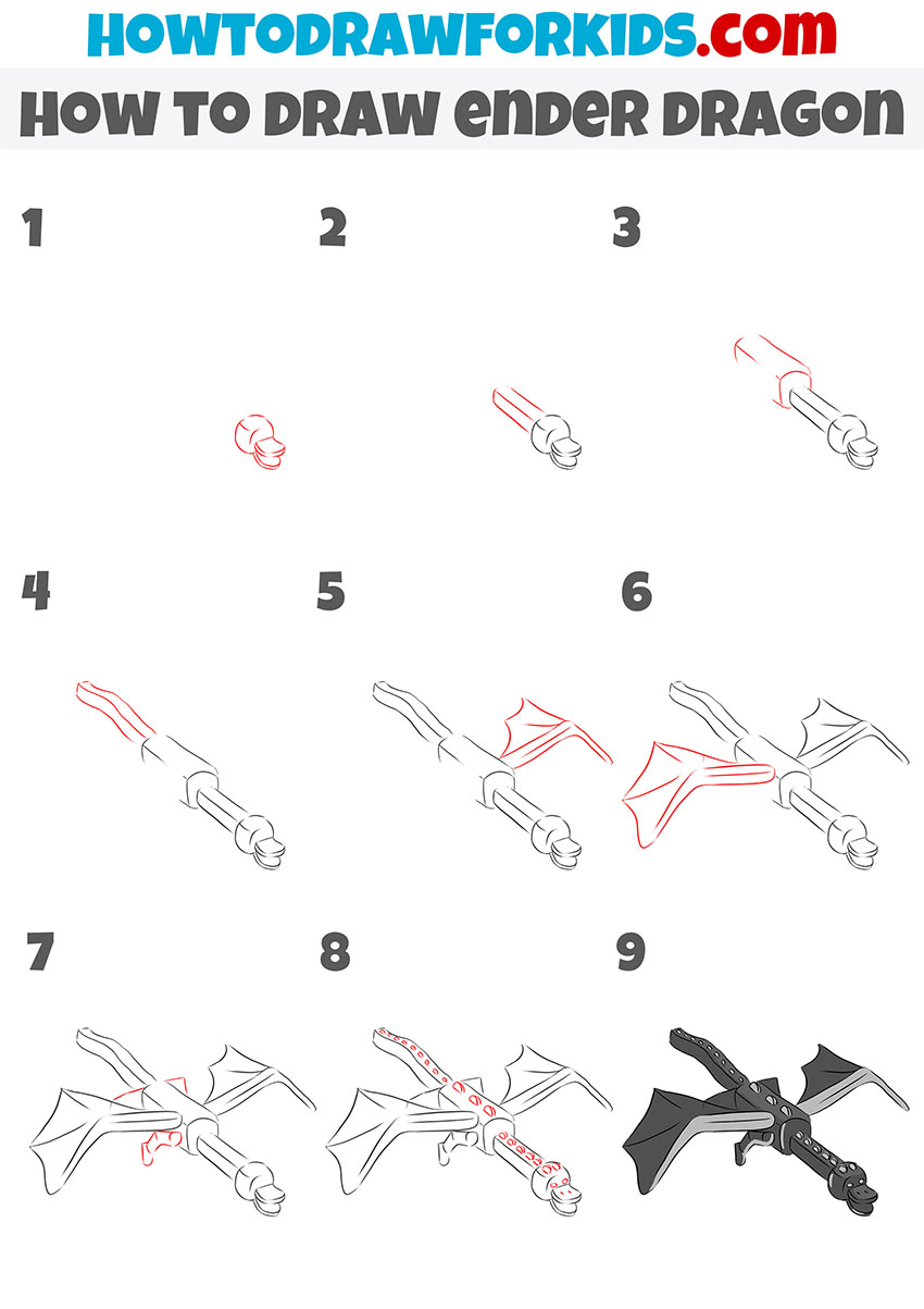 how to draw ender dragon step by step