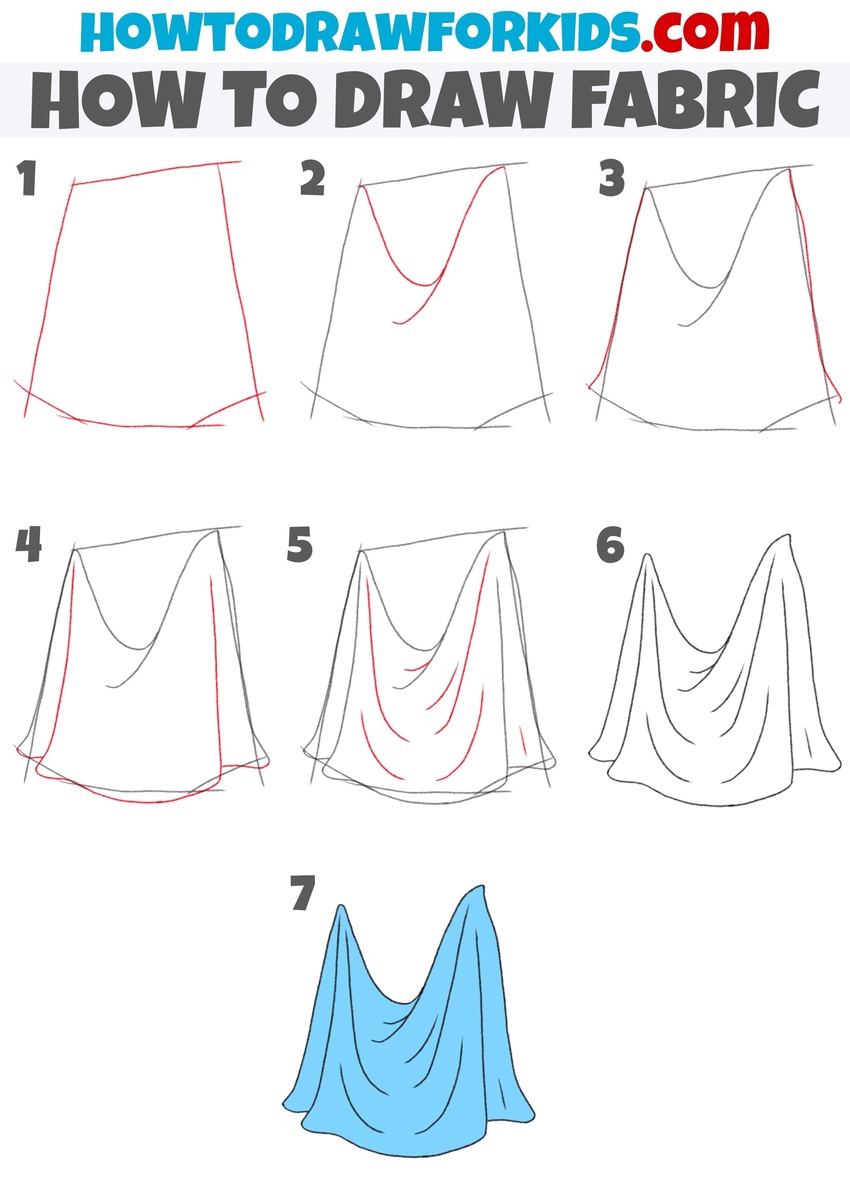 how to draw fabric step by step