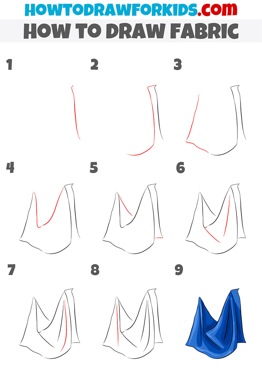 how to draw fabric step by step