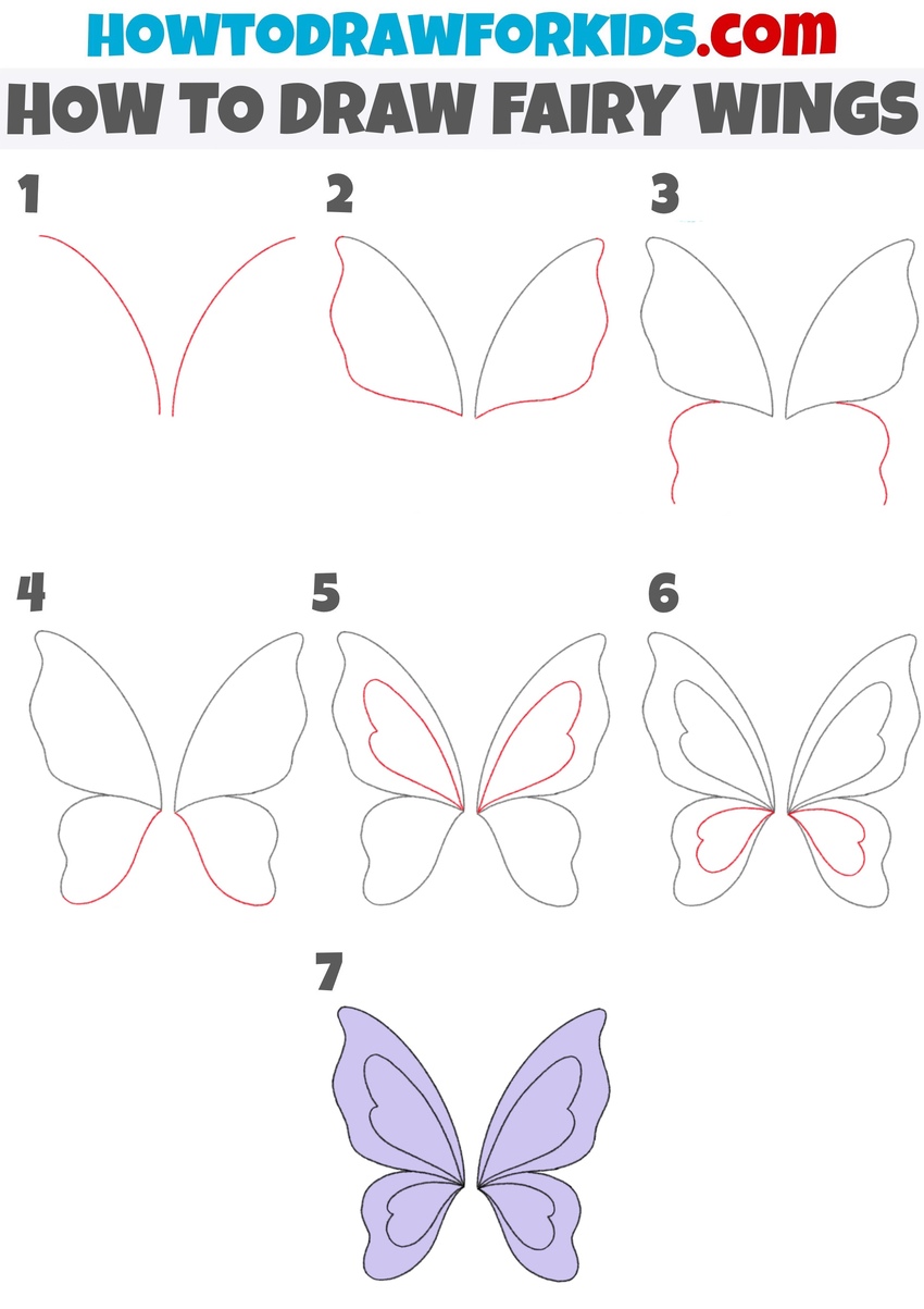 How to draw fairy wings step by step