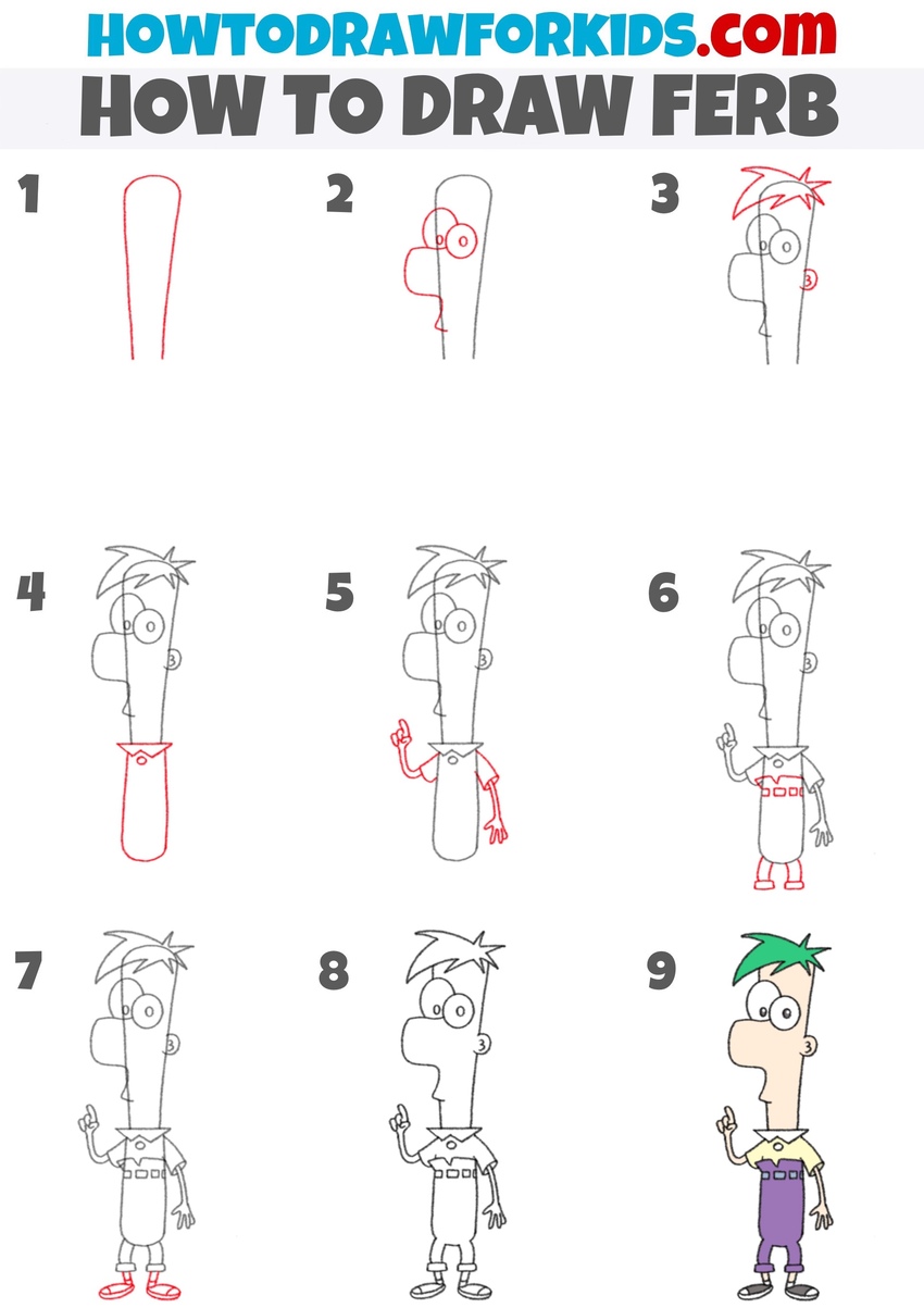 How to draw Ferb step by step