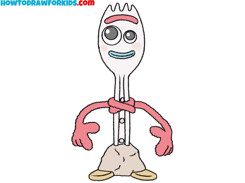 How to draw Forky step by step