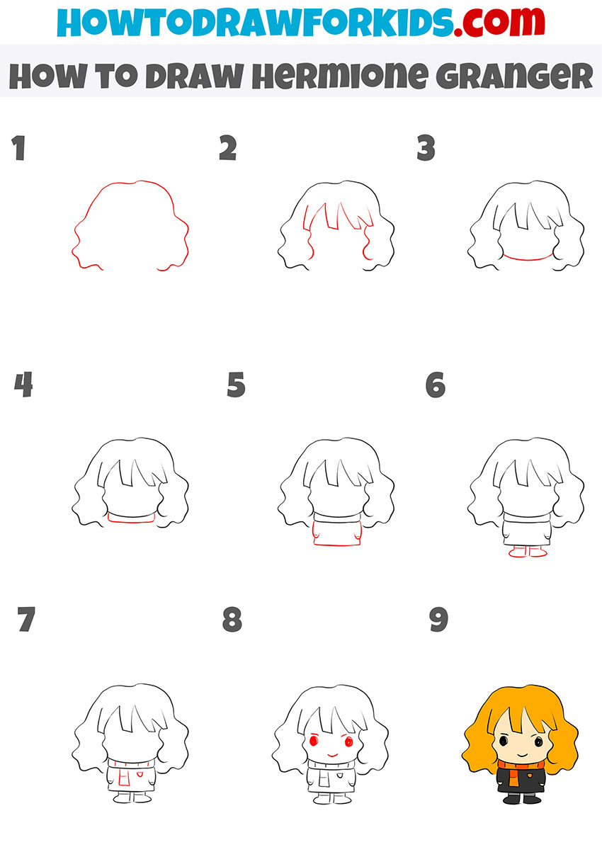how to draw hermione granger step by step