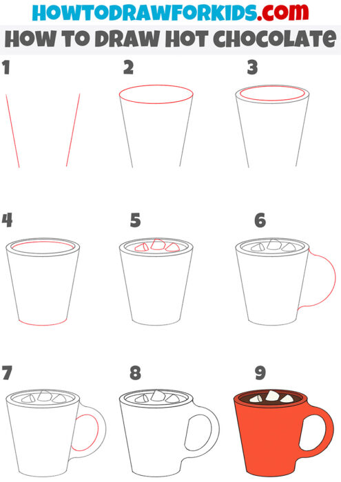 How To Draw Hot Chocolate - Easy Drawing Tutorial For Kids