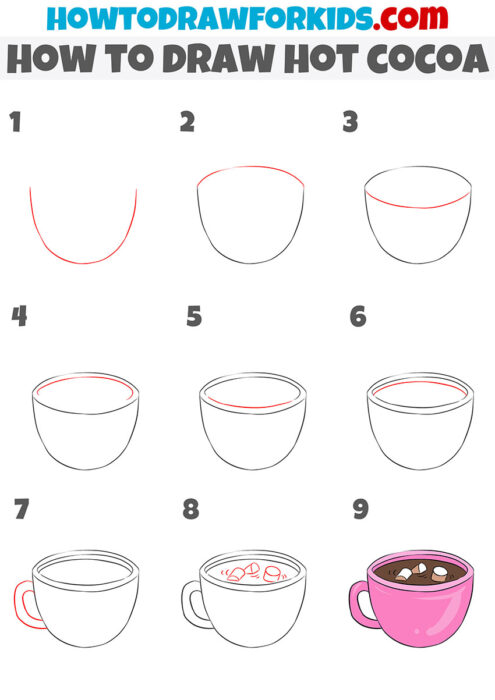 How to Draw Hot Cocoa - Easy Drawing Tutorial For Kids