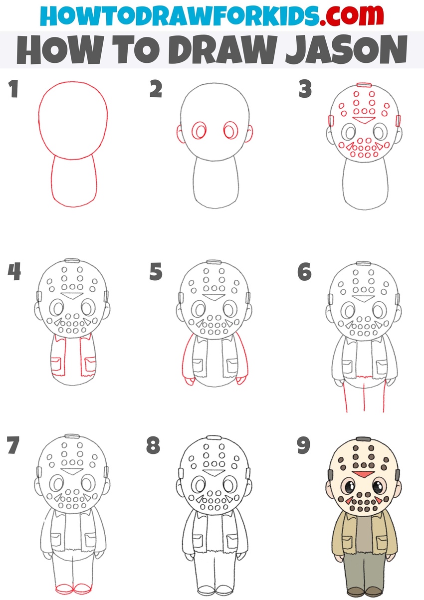 how to draw jason step by step