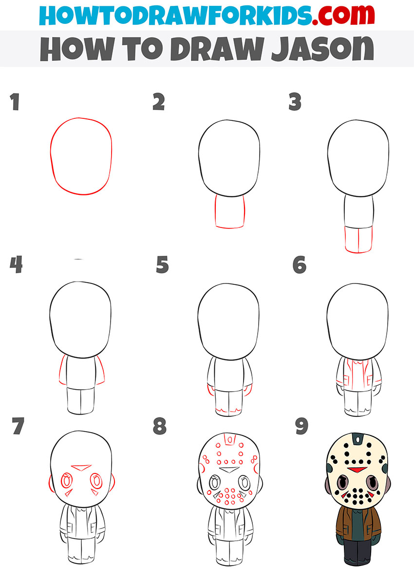 how to draw jason step by step