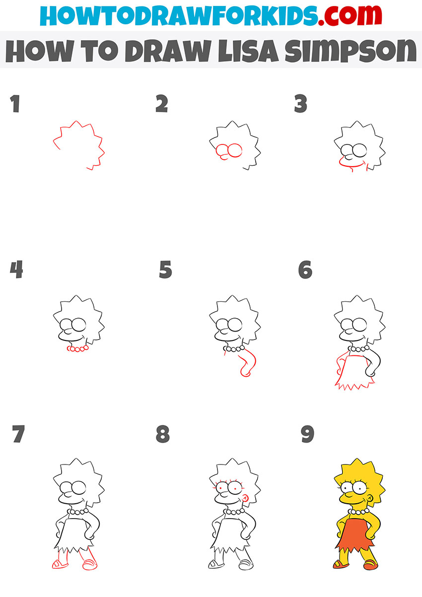 How to Draw Lisa Simpson Easy Drawing Tutorial For Kids