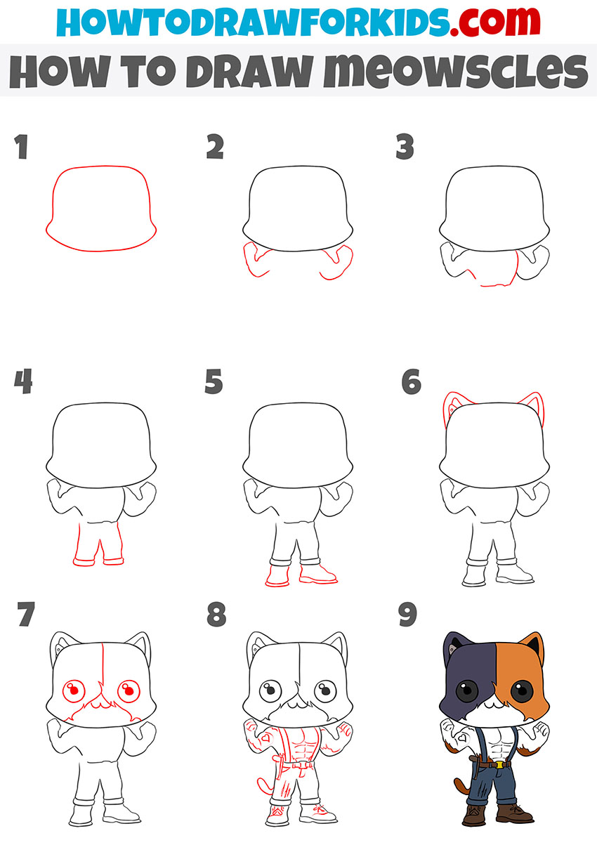 how to draw meowscles step by step