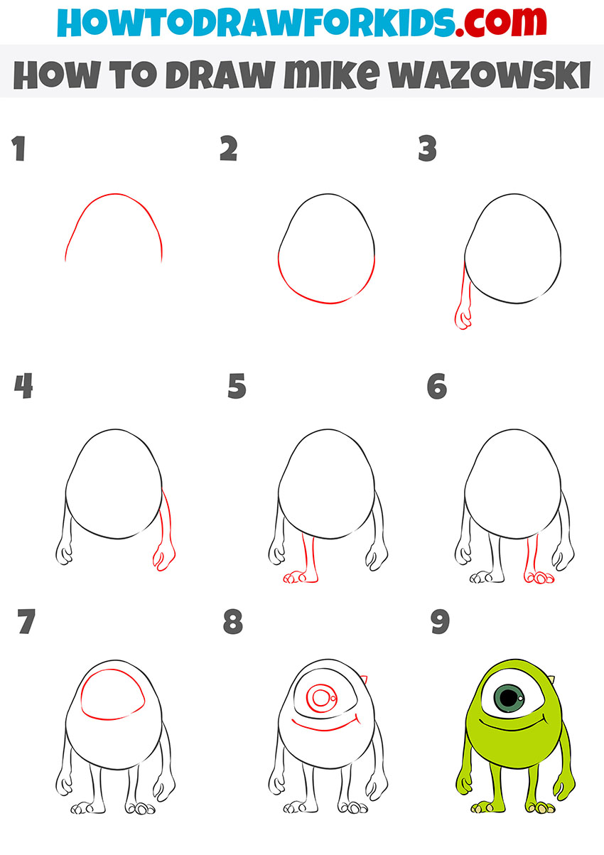 How to Draw Mike Wazowski Easy Drawing Tutorial For Kids