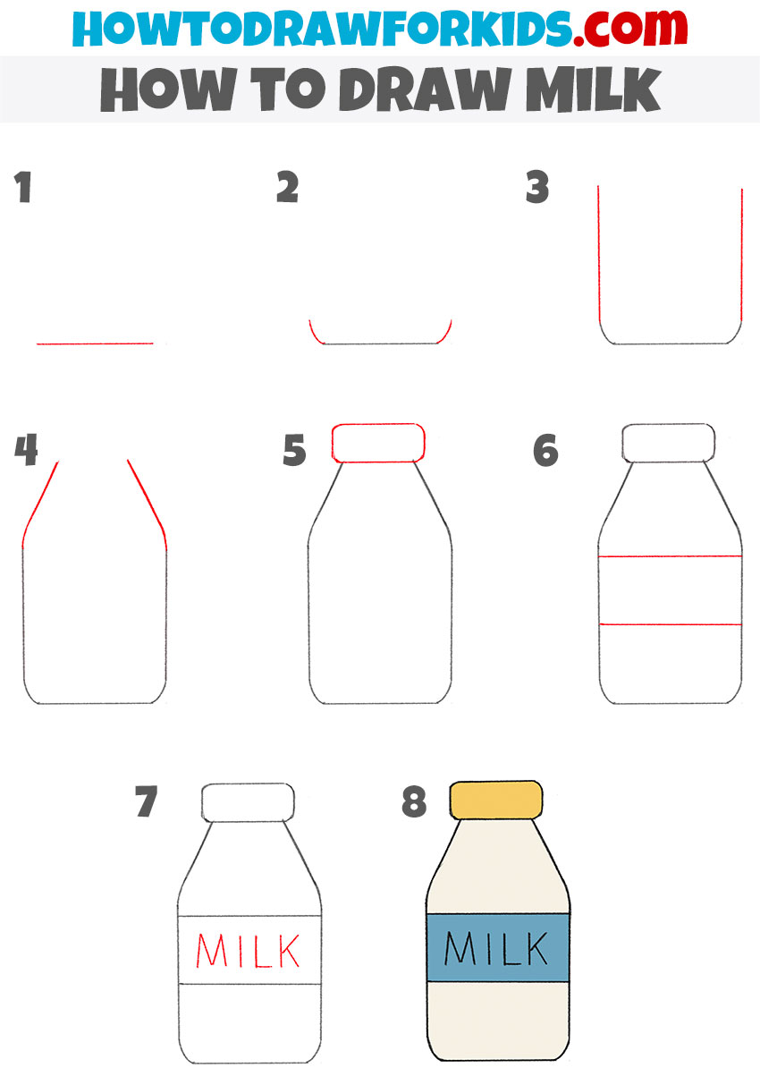 how to draw milk step by step