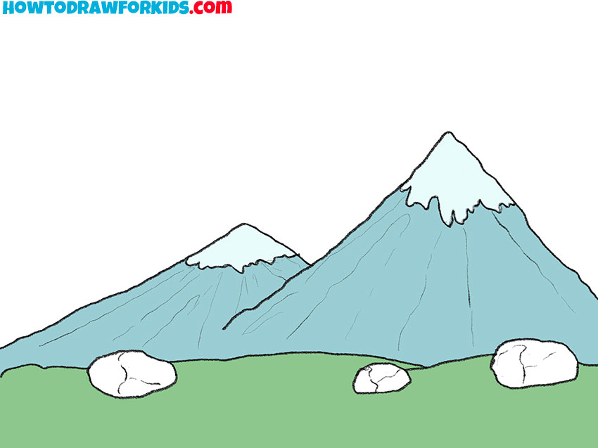 how to draw mountains step by step easy