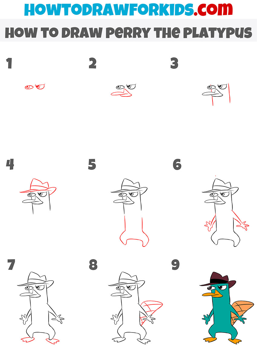 how to draw perry the platypus step by step