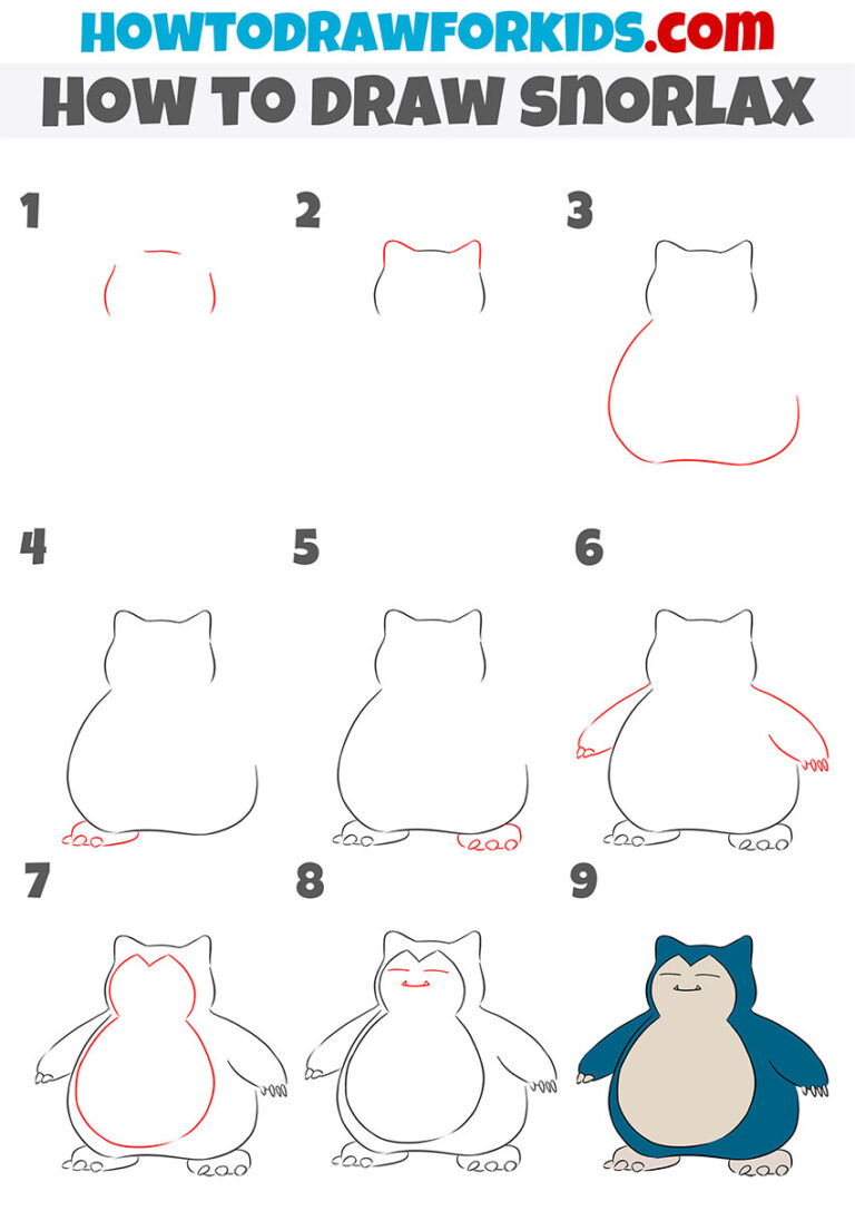 How to Draw Snorlax - Easy Drawing Tutorial For Kids