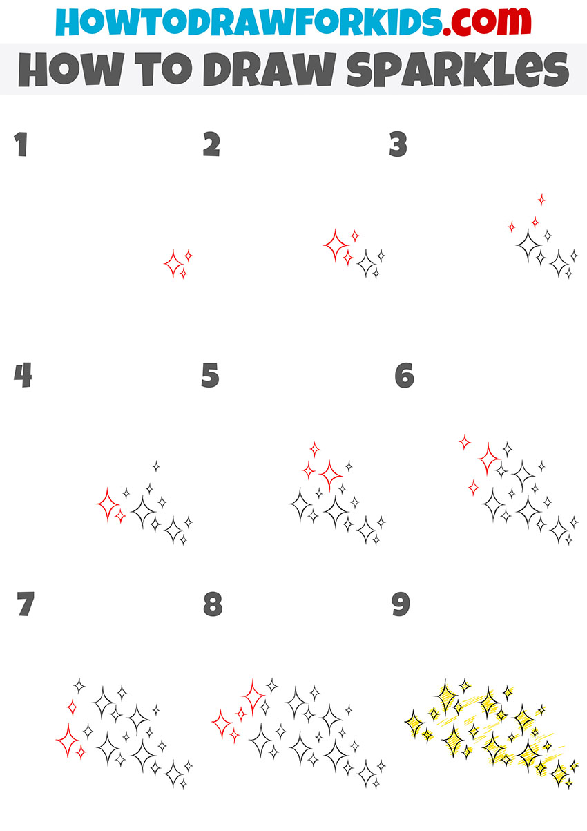 how to draw sparkles step by step