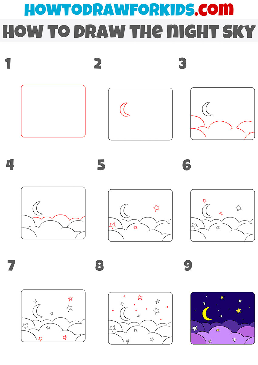 how to draw the night sky step by step