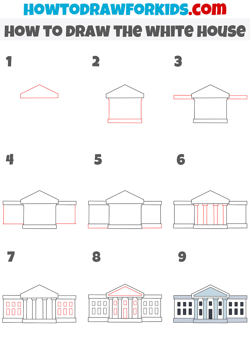 How to Draw the White House - Easy Drawing Tutorial For Kids