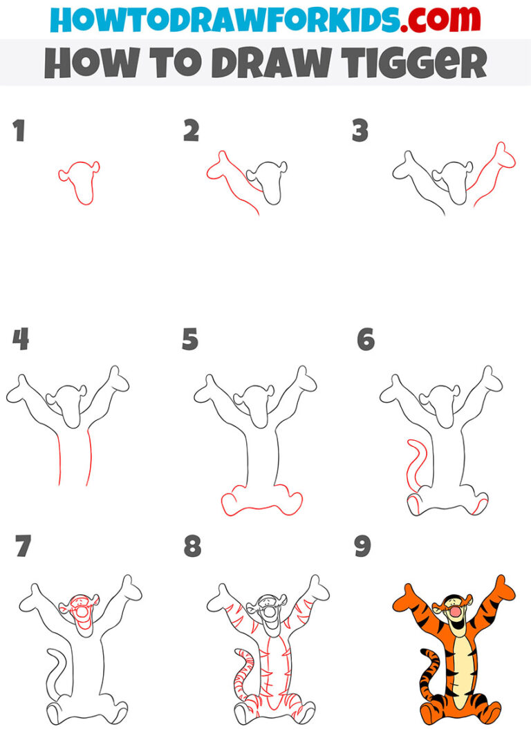 How to Draw Tigger Easy Drawing Tutorial For Kids