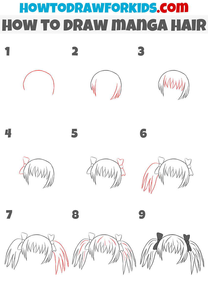 manga girl hair drawing tutorial