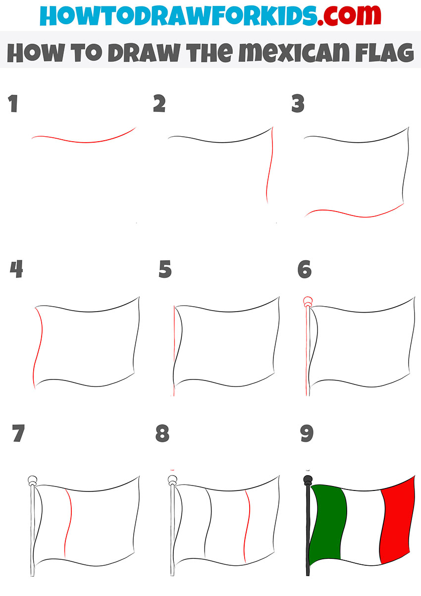 ow to draw the mexican flag step by step