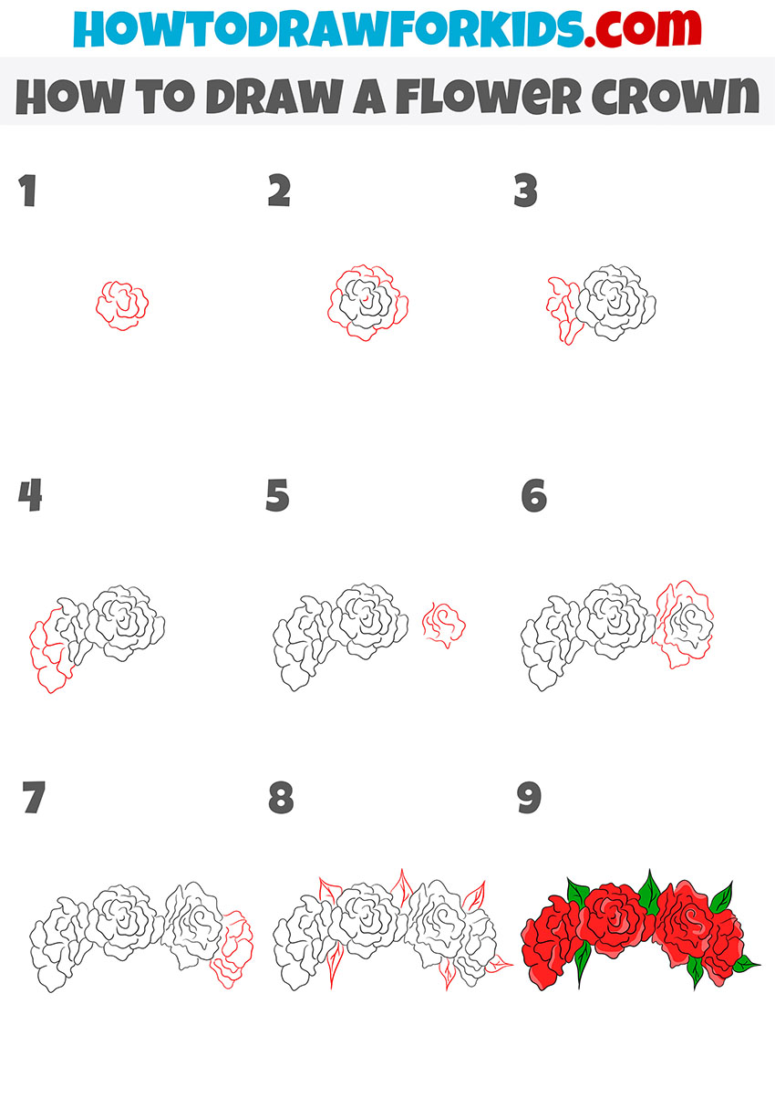simple flower crown drawing tutorial