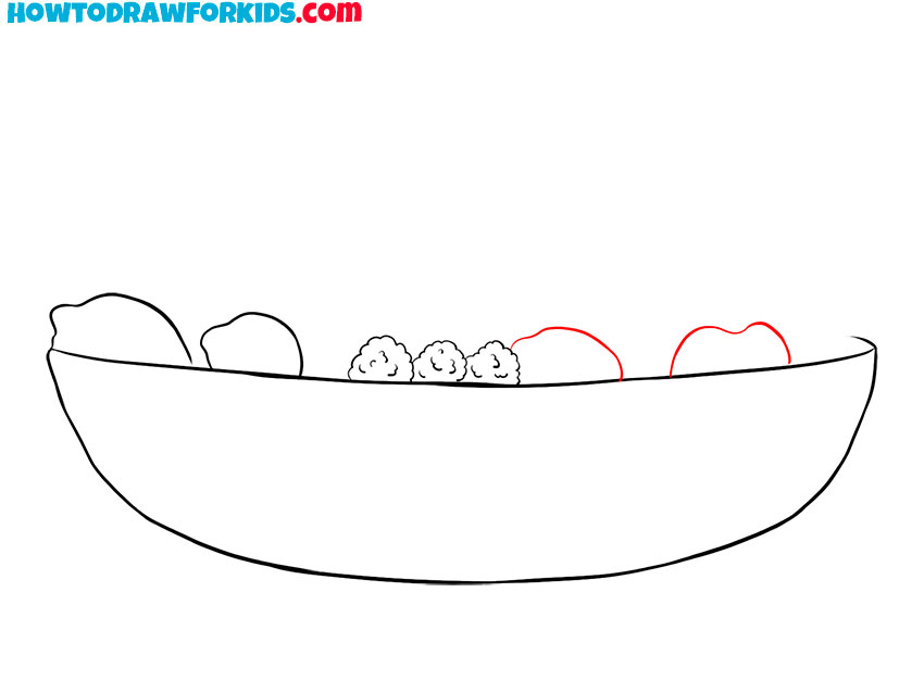 how to draw a cartoon fruit bowl