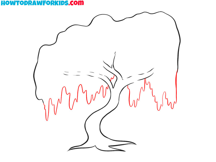 how to draw a cartoon willow tree