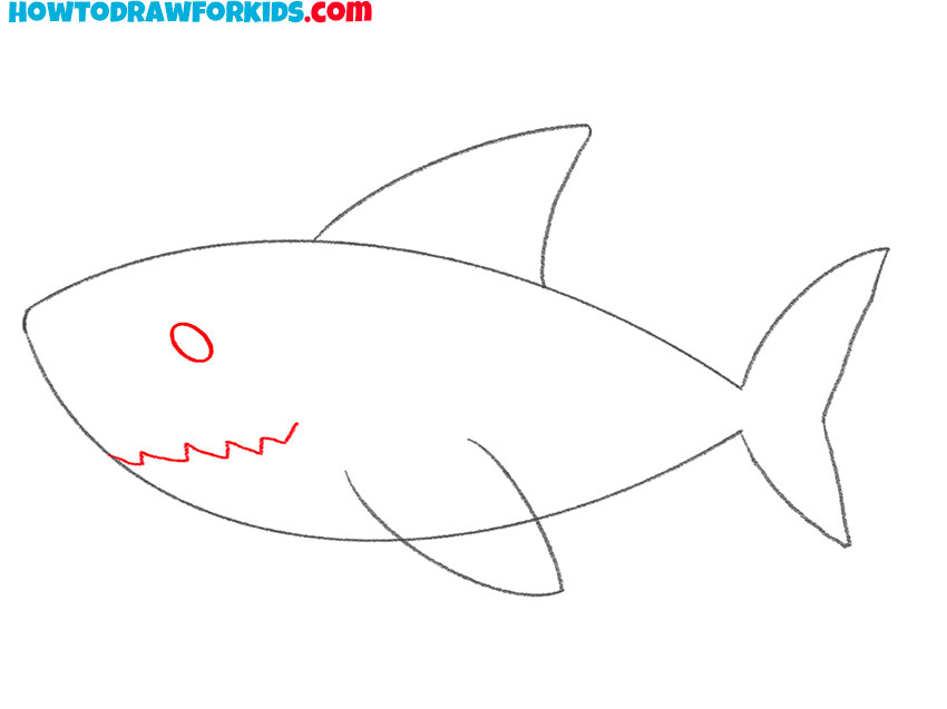 great white shark drawing easy