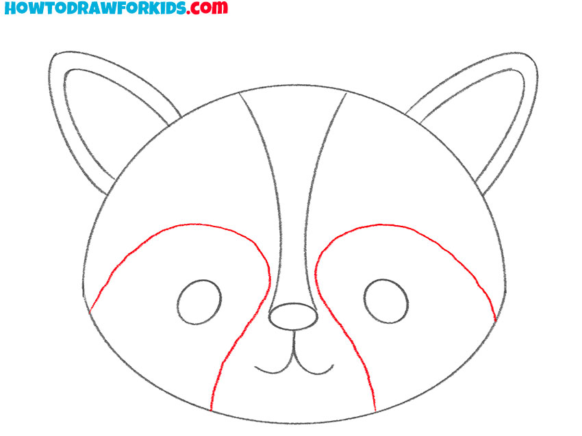 how to draw a simple raccoon face