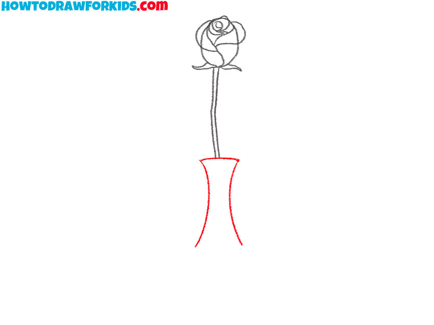 rose in a vase drawing tutorial