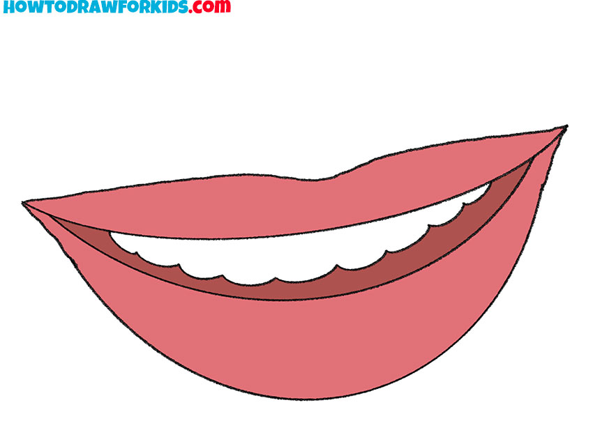 how to draw a girl lips smiling