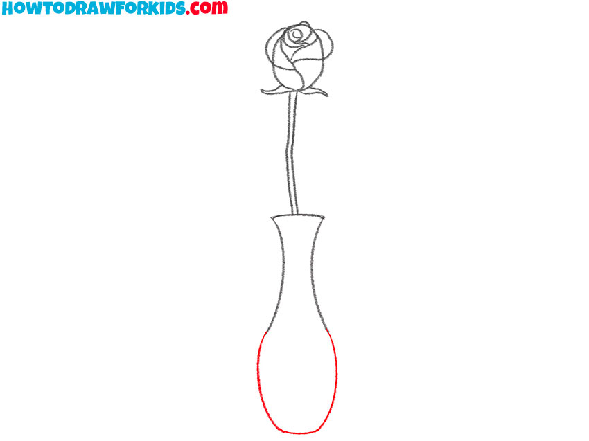 rose in a vase drawing guide