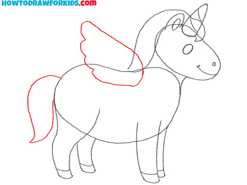 unicorn with wings drawing easy and color