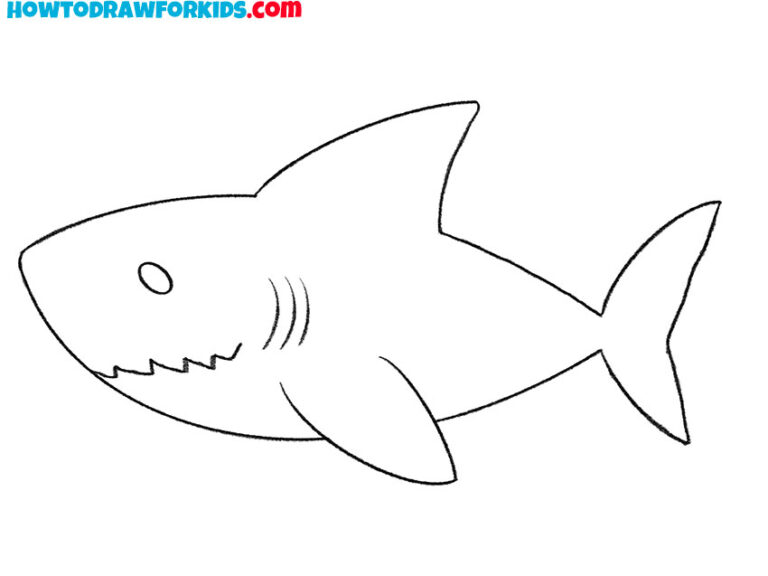 How to Draw Great White Shark - Easy Drawing Tutorial For Kids