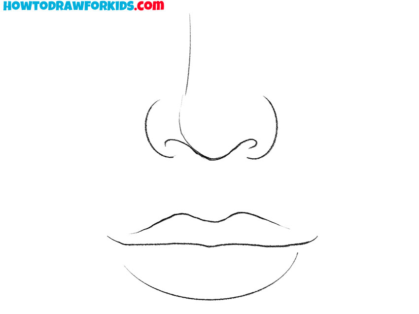 how to draw a nose and lips for beginners