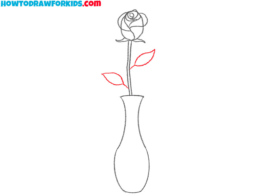 how to draw a simple rose in a vase
