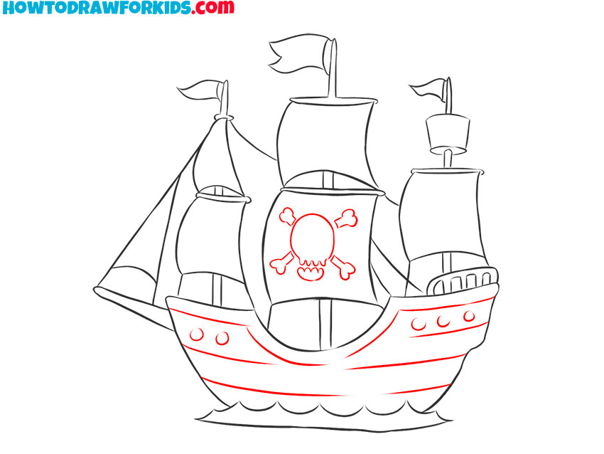 pirate ship drawing simple