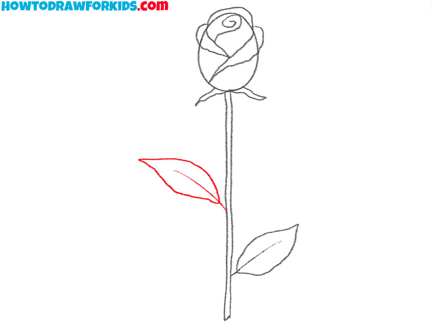 rose on a stem drawing easy