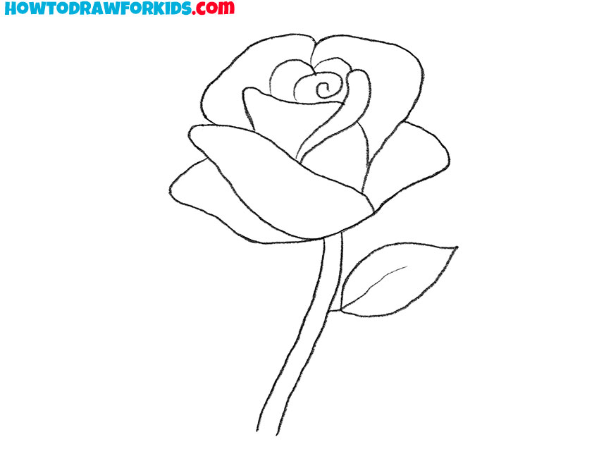 simple rose bud drawing