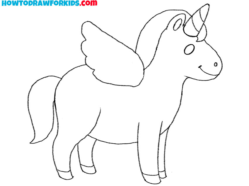 simple unicorn with wings drawing