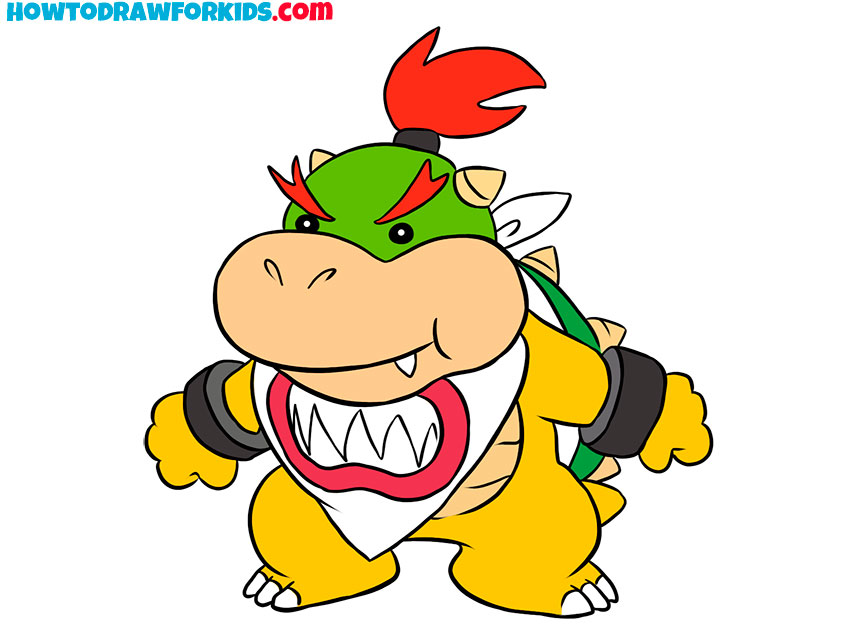 how to draw bowsers face