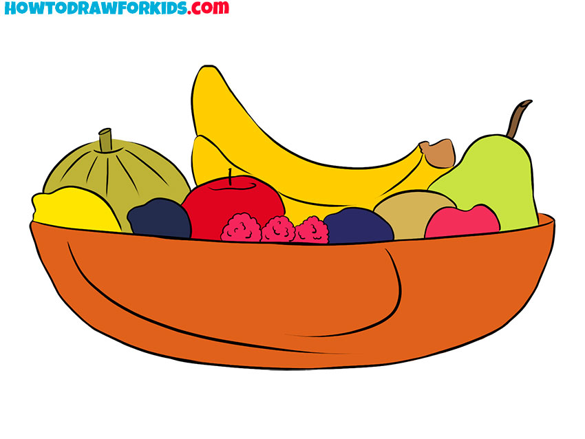 cute fruit bowl drawing