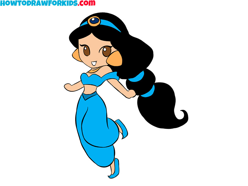 How to Draw Princess Jasmine from Disney's Aladdin - Really Easy Drawing  Tutorial