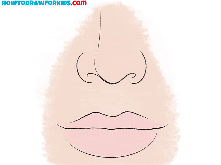 how to draw a nose and lips for kids