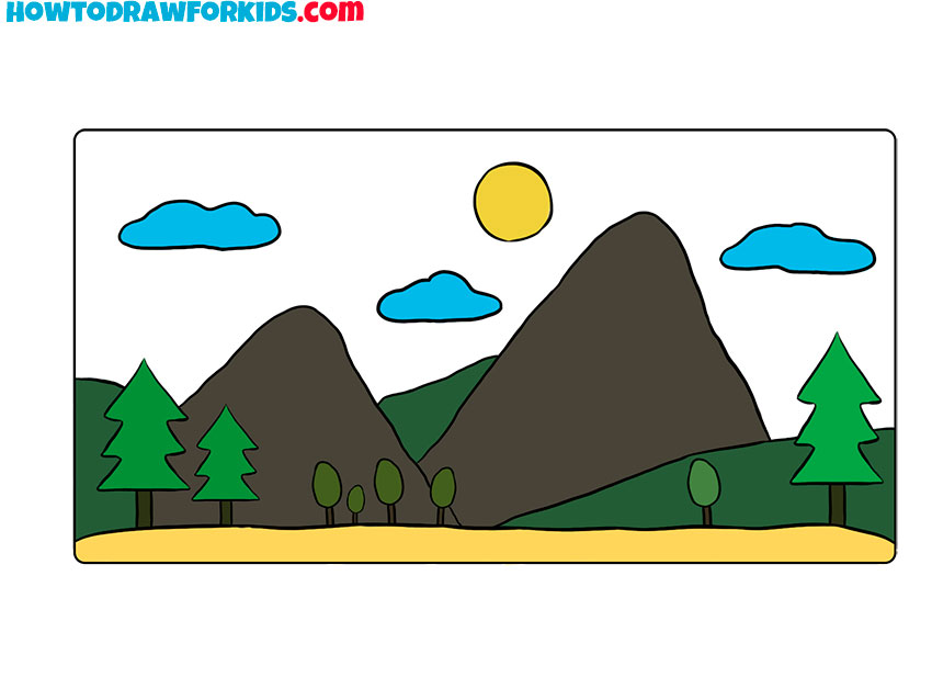 drawings of nature scenery for kids