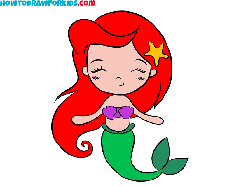 Cute cartoon little mermaid siren sea theme Vector Image