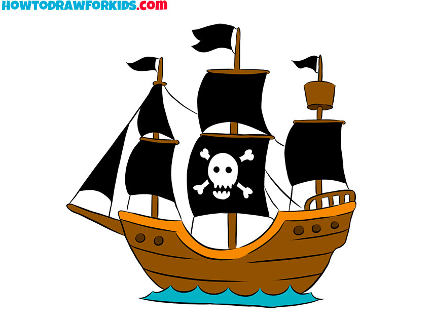 pirate ship drawing easy