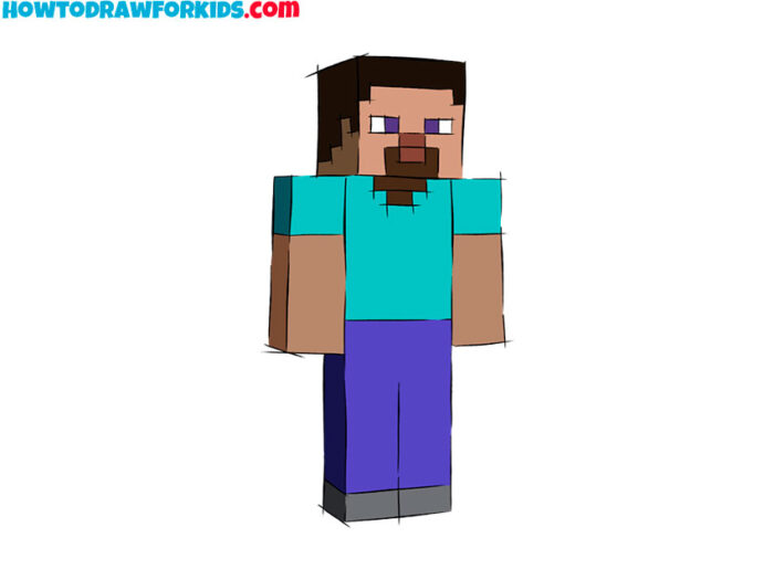 How to Draw Steve from Minecraft - Easy Drawing Tutorial For Kids