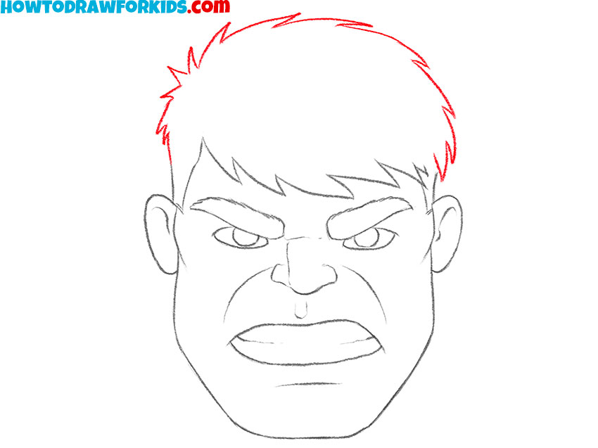 Draw Hulk's hair