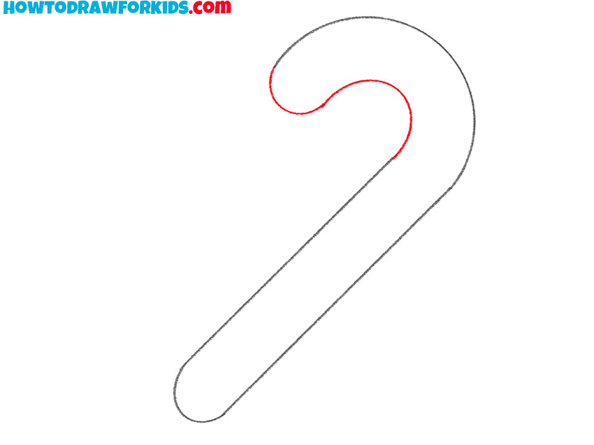 Draw the inner curve of the candy cane
